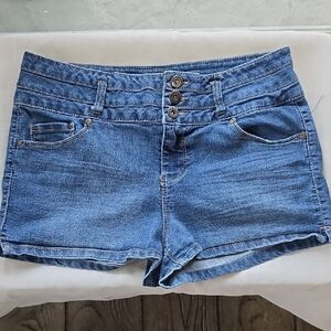 Blue Spice High-Rise Triple-Button Denim Shorts Size 11/12 Curvy
